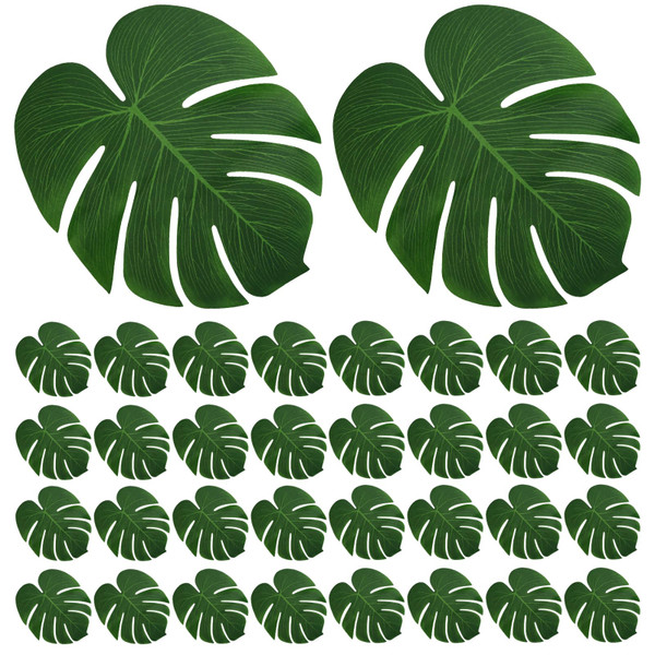 Bcxfbxd 50 Pcs Artificial Palm Leaves Large Leaf Placemats Jungle Theme Party Supplies Tropical Plant Fake Leaves for Hawaiian Luau Party Table Decor