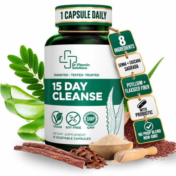 15 Day Colon Cleanse & Detox for Women and Men - Gentle Gut Cleanse