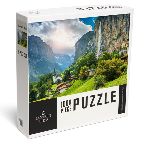 Lauterbrunnen, Switzerland, Mountain Village Under Cliff and Waterfall (1000 Piece Puzzle, Challenging Jigsaw Puzzle for Adults, Made in USA) Lauterbrunnen, Switzerland, Mountain Village Under Cliff and Waterfall (1000 Piece Puzzle, Challenging Jigsaw Puzzle for Adults, Made in USA)