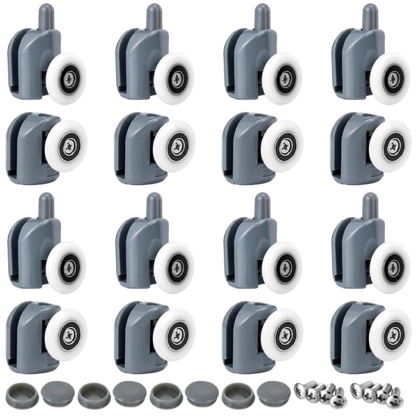 Lounsweer 16 Pcs Curved Shower Door Rollers 25mm, 8 Upper 8 Bottom