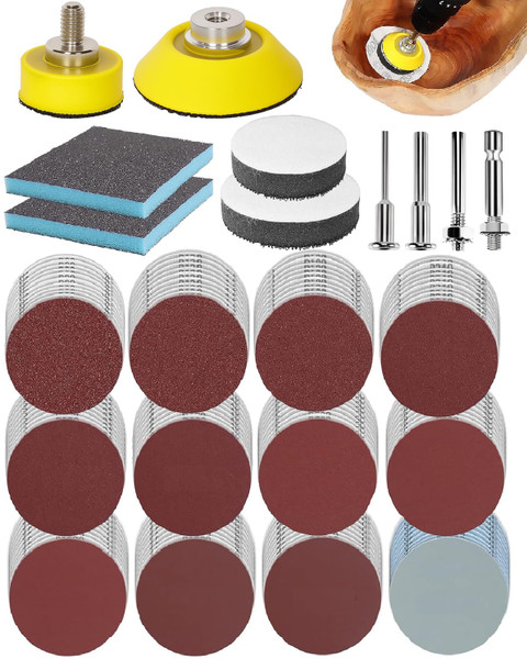 250PCS 2 Inch Sanding Discs for Drill Sander Attachment, 80 to 3000 Grit
