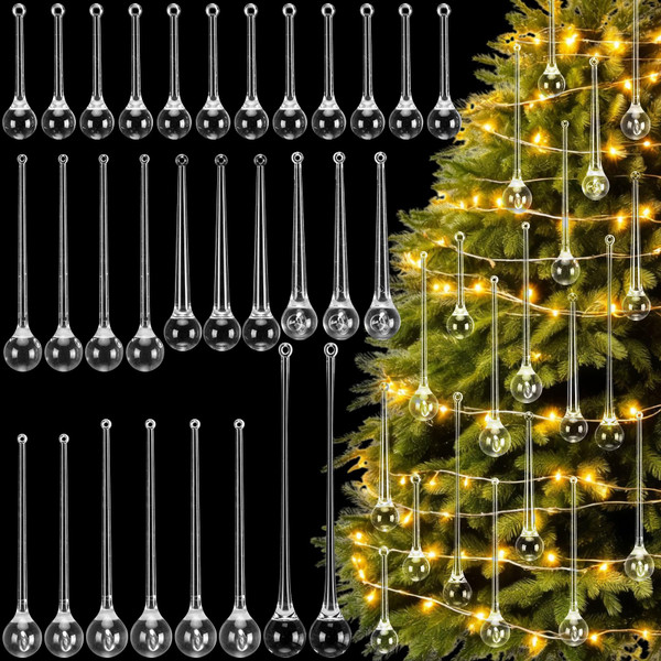 Amyhill 80 Pcs Christmas Tree Teardrop Ornaments, Hanging Crystal Decor