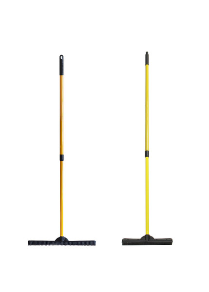 FURemover Pet Hair Removal Rubber Broom, 60" Handle, 2-Piece Set