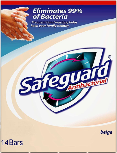 Safeguard 14 bars 4 ounce (113 gram) each beige washes away bacteria antibacterial soap bar