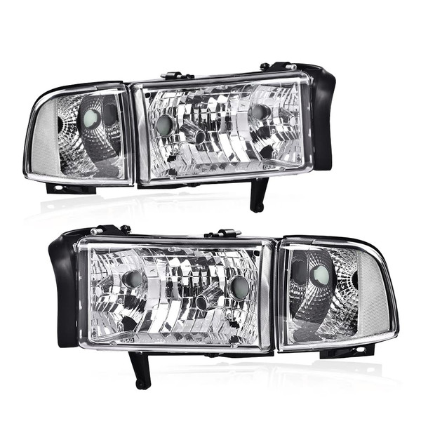 GRAND ORANGE Headlights Assembly, Fit Dodge Ram 1500 2500 3500 1994-2002