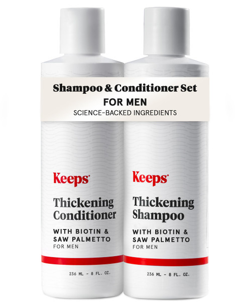 Keeps Hair Loss Shampoo & Conditioner Set For Men - Mens Hair Care for Fuller, Thicker Looking Hair - Thinning & Hair Growth Product - DHT Blocker - Infused with Biotin, Caffeine & Saw Palmetto - 8 oz Keeps Hair Loss Shampoo & Conditioner Set For Men - Mens Hair Care for Fuller, Thicker Looking Hair - Thinning & Hair Growth Product - DHT Blocker - Infused with Biotin, Caffeine & Saw Palmetto - 8 oz