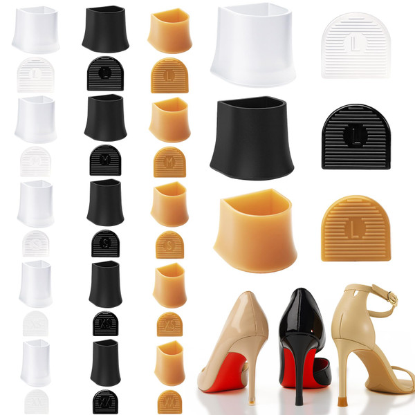 15 Pairs Heel Caps for High Heels, 5 Sizes Heel Protectors for Grass Anti-Slip Noise Reducing Heel Replacement Tips for Outdoor Weddings, Heel Repair, Stiletto