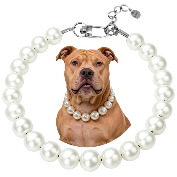 0.7"Pearl Dog Collar,Adjustable Pet Necklace for Large Dogs,Wedding Jewelry