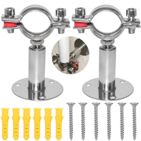 Beduan 1 Inch Stainless Steel Pipe Support Wall Ceiling Mount Pipe Strap Clamp Adjustable Pipe Bracket Holder for PVC Metal Water Pipe Tube Fitting (Range 25-27mm/1-1.06",Height:100mm-200mm)