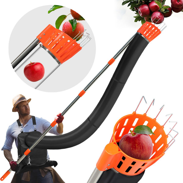 13Ft Professional Fruit Picker with Collection Funnel and Bag - Adjustable Segmented Pole for Continuous Harvesting, 5.1" Diameter Basket Suitable for Apples Avocados Cherries Lemons Mangoes & More 13Ft Professional Fruit Picker with Collection Funnel and Bag - Adjustable Segmented Pole for Continuous Harvesting, 5.1" Diameter Basket Suitable for Apples Avocados Cherries Lemons Mangoes & More
