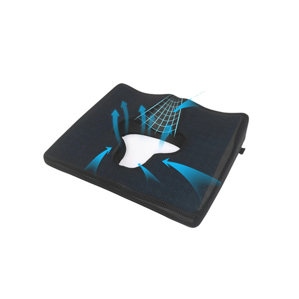 Anti Bedsore Cushion, Breathe Freely Fiber Material Bedsore Cushions for Butt, T Shaped Opening Triangular Slope Design Anti Decubitus Cushion for Elderly, Bedridden, Disabled (Blue With Black Cover)