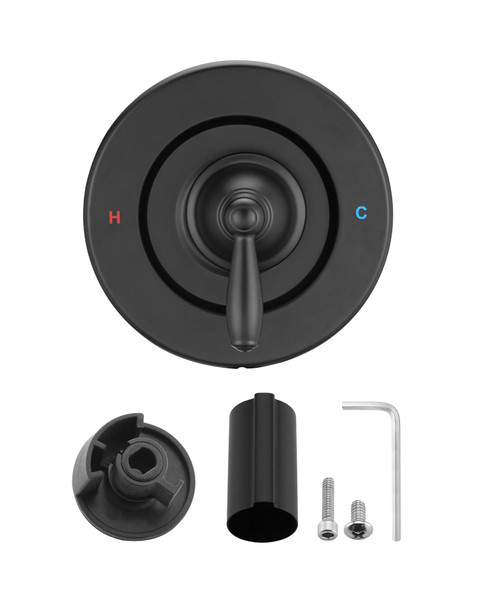 Replacement for Moen Fit Chateau Valve Shower Faucet Trim Kit Only(Valve& Catridge Not Inclued), Pull-on Push-off Design Knob Elegant Handle, Matte Black