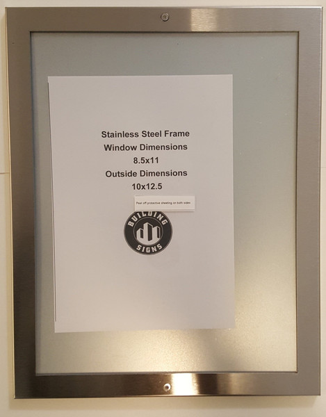 BUILDINGSIGNS.COM Elevator Certificate Frame 8.5" X 11" Stainless Steel