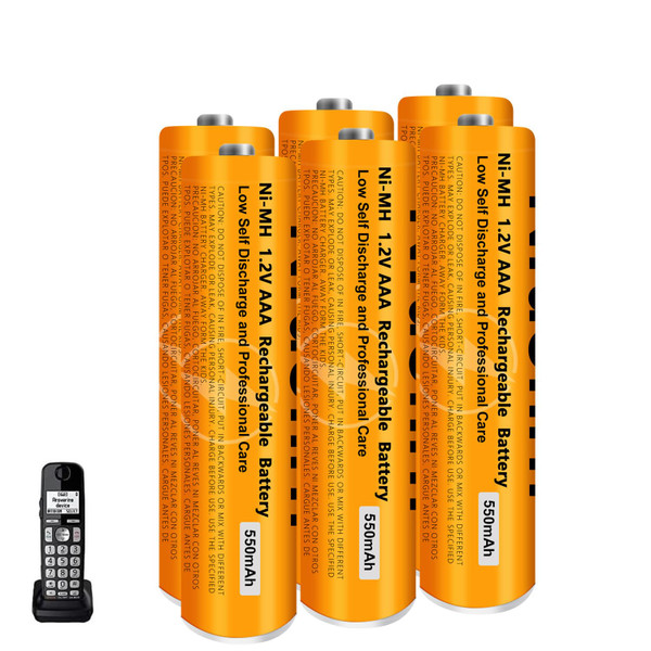 6 Pack NI-MH AAA Rechargeable Battery for Panasonic Cordless Phones