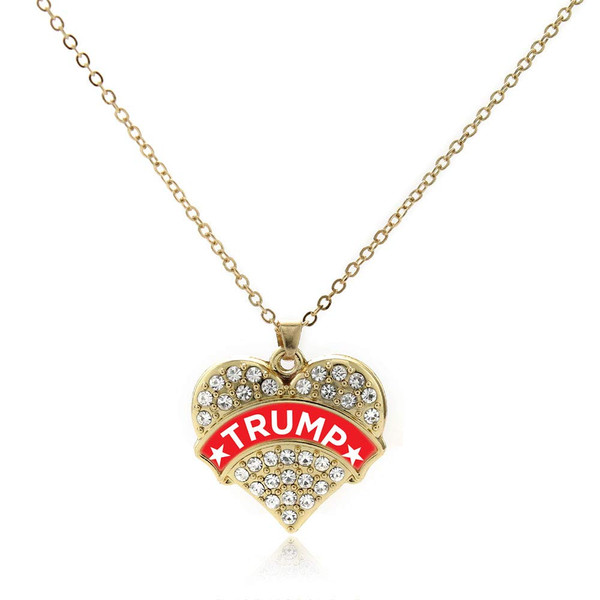 Inspired Silver - Trump Supporter - Gold Necklace for Women - Pave Heart Pendant Chain Necklace Jewelry Gift with Cubic Zirconia - Women's Necklace Charm with Lobster Claw Clasp Inspired Silver - Trump Supporter - Gold Necklace for Women - Pave Heart Pendant Chain Necklace Jewelry Gift with Cubic Zirconia - Women's Necklace Charm with Lobster Claw Clasp