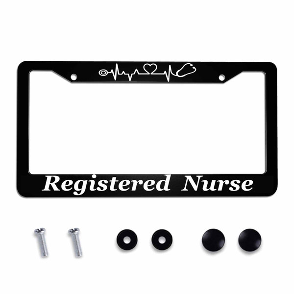 Amcove License Plate Frame Registered Nurse Stainless Steel License Plate Frame with 2 Holes & Free Screws 12.2 x 6.3 Inches