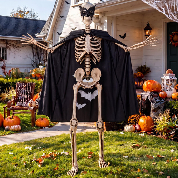 Halfchet 2 Pcs 12 ft Skeleton Halloween Outfits Accessories, Bat