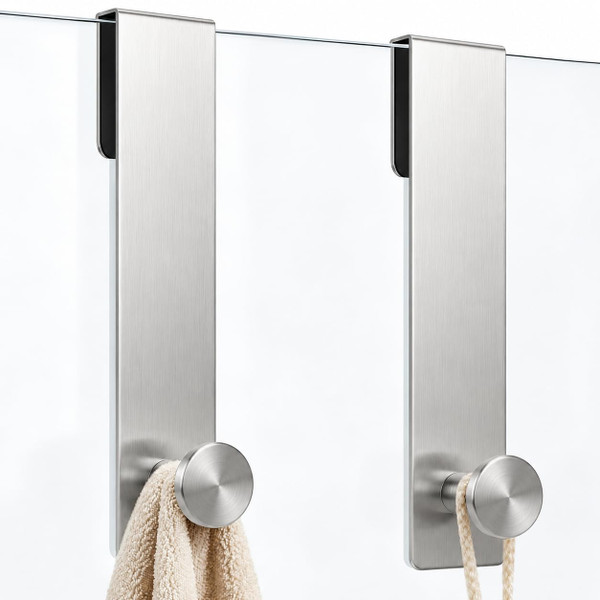 Shower Door Hooks 7.5 Inch,Towel Hooks for Shower Glass Door-Brushed Nickel