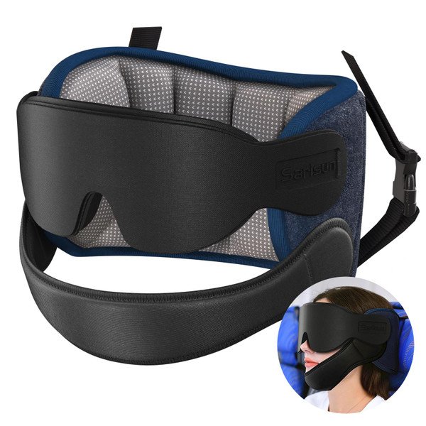 SARISUN Travel Pillow with Chin Strap, Stable Head Support for Long Flight