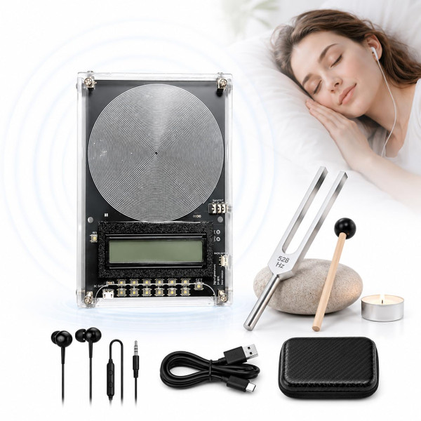 Frequency Generator for Healing 7.83Hz Schumann Resonance Generator, Adjustable, Sleep Relaxation & Meditation Frequency Machine with Headphones and Tuning Fork Set (Midnight Black)