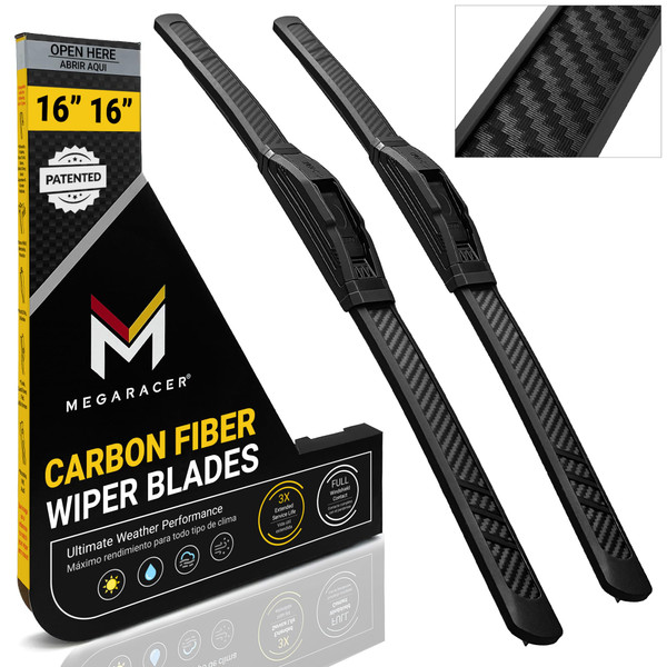 Patented OEM Carbon Fiber Windshield Wipers Blades 16"+16" | Fits Jeep Wrangler Gladiator 2018-2025 | Front Automotive Replacement Windshield Wiper Blades for my Car Limpiaparabrisas De Carro | 2 Pack