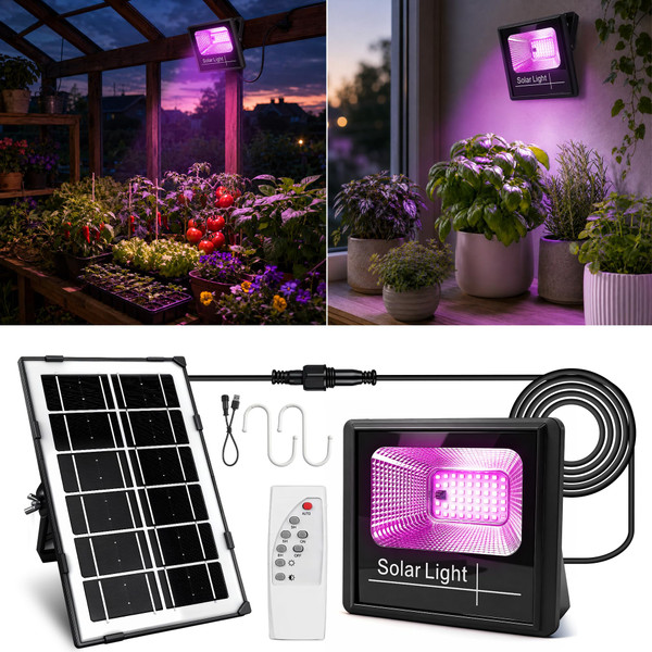 Rechargeable Grow Lights for Indoor Outdoor Plants, Solar Grow Lights