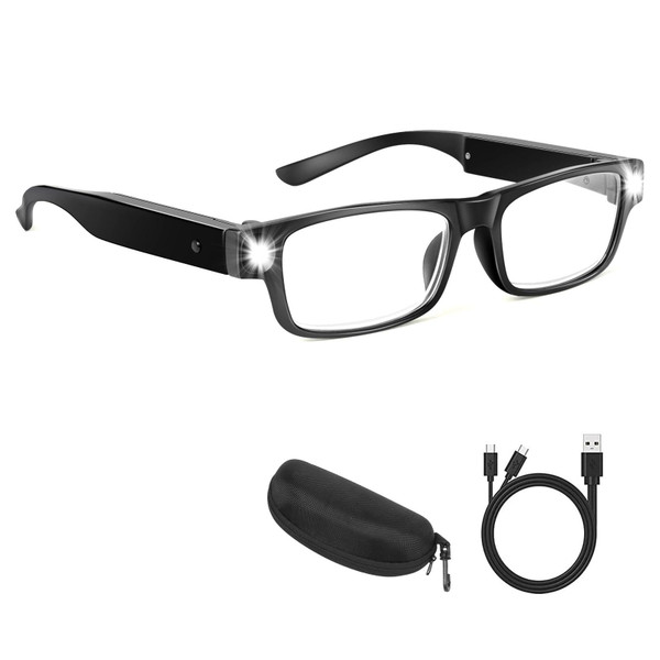 200% Magnifying Glasses with Light, USB Rechargeable LED Reading Glasses