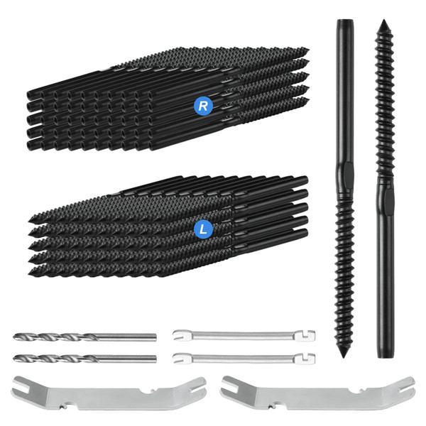 100 Pack 1/8" Cable Railing Hardware Kit Swage Lag Screws Left and Right Handed Thread for Wood Post T316 Stainless Steel Deck Cable Railing System, DIY Deck Railings, Wrench ，Black
