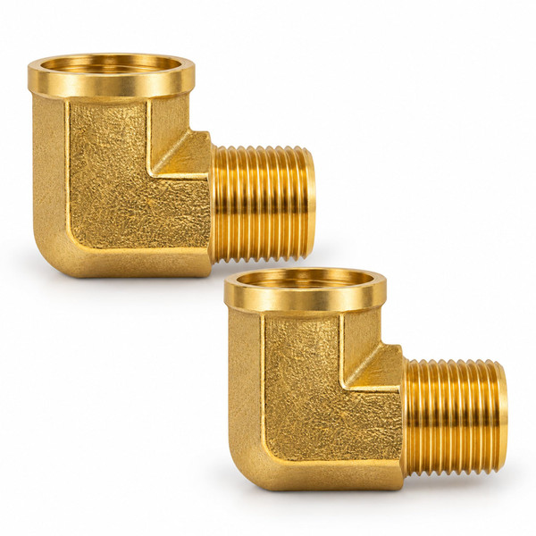 Evangenial 1/2" NPT 90 Degree Brass Street Elbow, Male x Female, 4 Pack