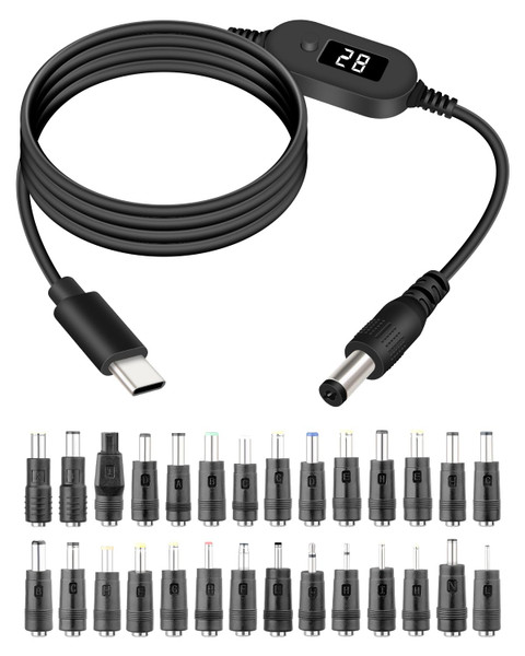 RIIEYOCA 140W USB C to DC Adjustable Cable,28 Set Power Plug Kit