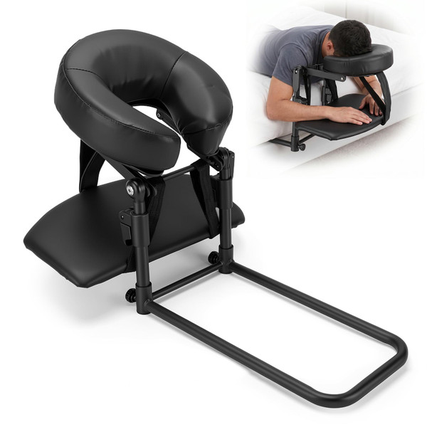 VINGVO Massage Headrest for Bed with Face Pillow, Adjustable Massage Face Cradle at Home, Massage Table Kit for Sleeping Mattress, Bed Massage Head Holder for Home Use (Black)