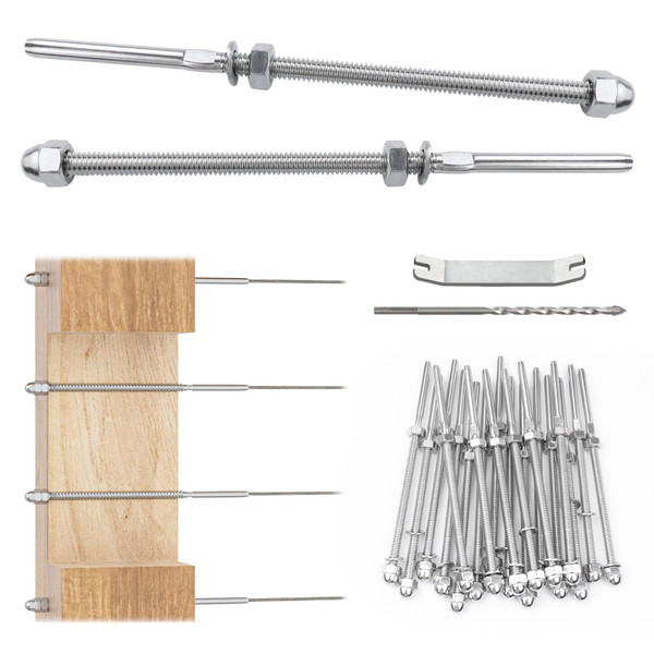 Muzata 20Pack Cable Railing Hardware 6" Swage Threaded Stud Tensioner CR39