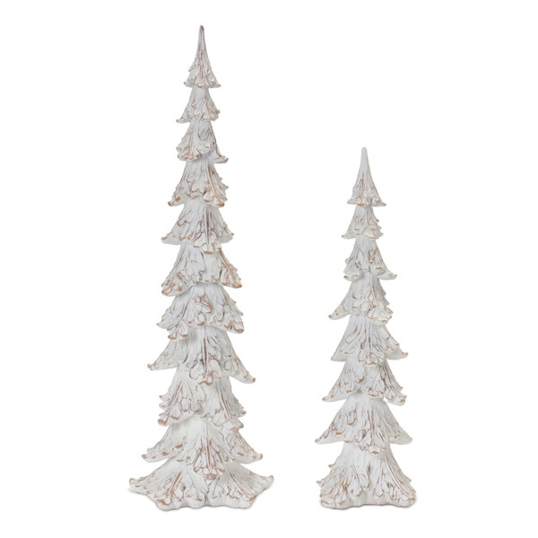 Melrose International White Washed Pine Tree (Set of 2)