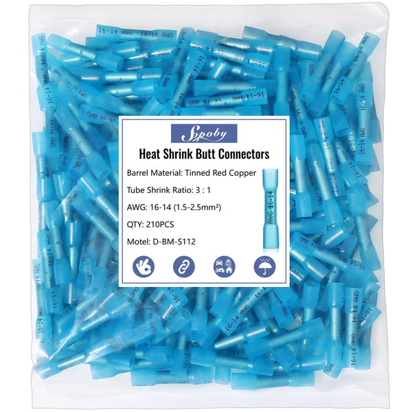 Heat Shrink Butt Wire Connector,210PCS Waterproof Electrical Wire Connector
