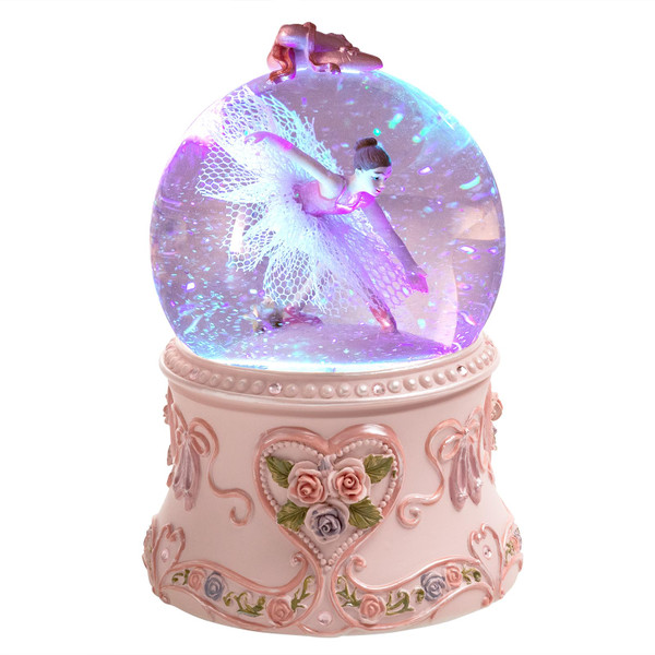 Ballerina Snow Globe Music Box with LED Lights – Classic Ballet Dancer Gift, Clear Glass Globe, Perfect for Ballet Lovers, with Music The Blue Danube