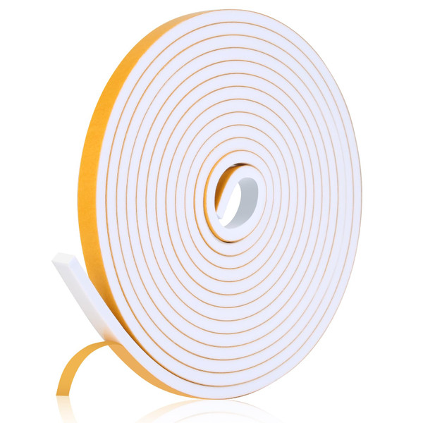 16Feet Weather Stripping Seal (1/2 Inch X 1/4 Inch) for Door Window, High Density Foam Tape, Soundproofing, Insulation Strip, Door Sealers for Door Frame- White