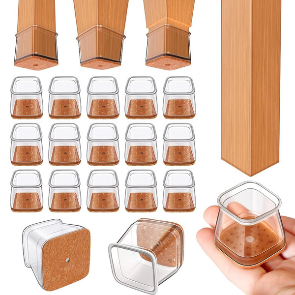 24Pcs Chair Leg Floor Protectors, Felt Furniture Caps for Hardwood Floors