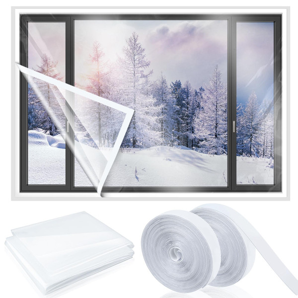 Beeveer Window Insulation Kit, 87 Inch X 30 ft Cuttable Film, Waterproof