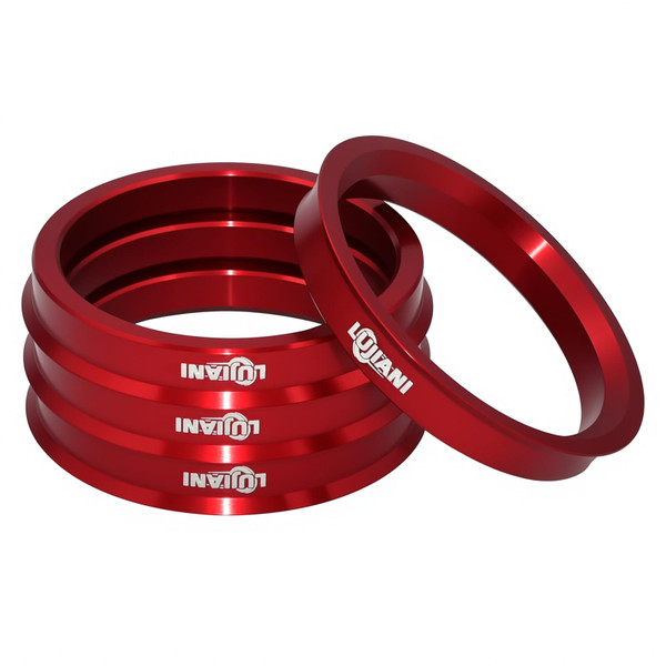 LUJIANI Red Universal Hub Centric Ring, 73.1 mm OD to 56.1 mm ID Centerbore, Aluminum Alloy Wheels Center Shaft Shock Absorbing Hubrings, Hub Adapter Rings Compatible with Most Vehicles, Pack of 4