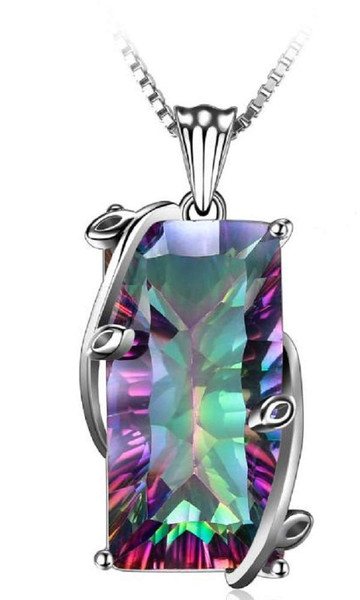 16ct Natural Fire Rainbow Mystic Topaz Necklace Charm 925 Sterling Silver Bale Vintage Fashion Women Jewelry Stainless Rope Chain 16ct Natural Fire Rainbow Mystic Topaz Necklace Charm 925 Sterling Silver Bale Vintage Fashion Women Jewelry Stainless Rope Chain