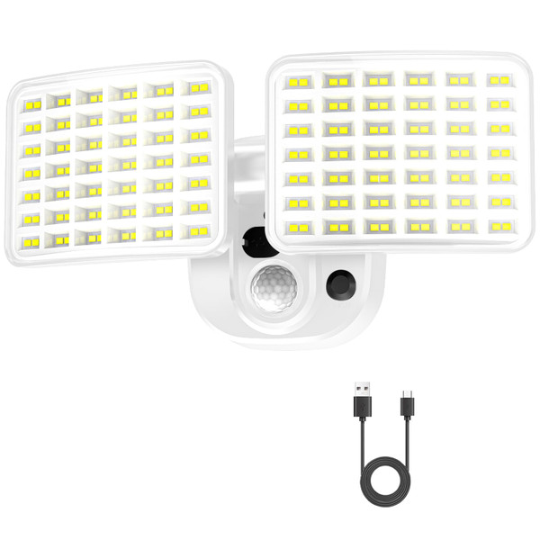 Rechargeable Battery Motion Light, 2500LM & 4000LM Dual Modes Battery Powered Motion Sensor Lights, USB Charging Wireless Flood Light, LED Outdoor Security Lights for Garage,Yard,Porch,Shed, White