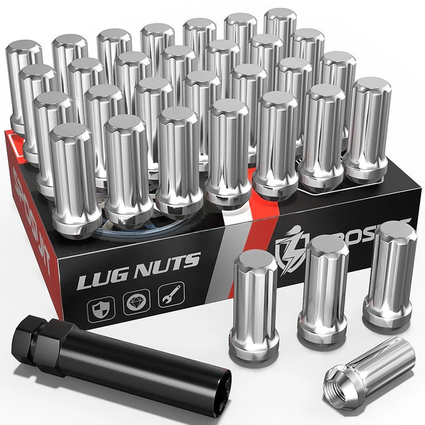 Sposuit 32 Pcs M14x1.5 Chrome Lug Nuts, 19mm Hex - Replacement for Chevy