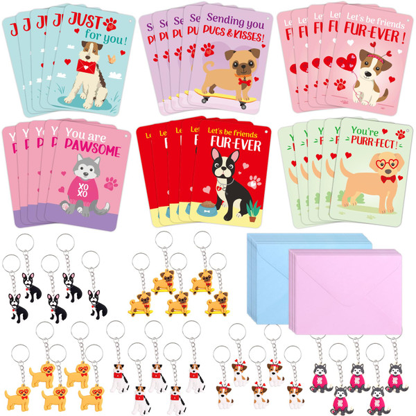 Fancy Land 30 Pack Valentines Cards Classroom Kids Dogs Puppy Valentines Day Cards with Keychains Valentine Gift Set Exchange Boys Girls Goody Bag Favors Fancy Land 30 Pack Valentines Cards Classroom Kids Dogs Puppy Valentines Day Cards with Keychains Valentine Gift Set Exchange Boys Girls Goody Bag Favors