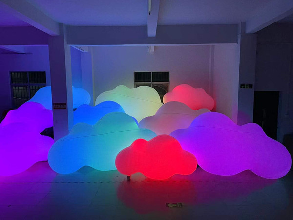 SAYOK PVC Inflatable Cloud Balloons W/LED Lights Inflatable Clouds Hanging