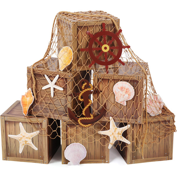 18 Pcs Pirate Party Decorations Imitation Wooden Box Fishing Net Car Trunk or Treat Decor Ocean or Pirate Party Favors Adventure Birthday Photo Booth Props(Wood) 18 Pcs Pirate Party Decorations Imitation Wooden Box Fishing Net Car Trunk or Treat Decor Ocean or Pirate Party Favors Adventure Birthday Photo Booth Props(Wood)