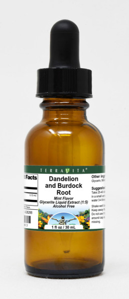 Dandelion Root and Burdock Root - Glycerite Liquid Extract (1:5) - Mint Flavored (1 fl oz, ZIN: 428288) - 3 Pack