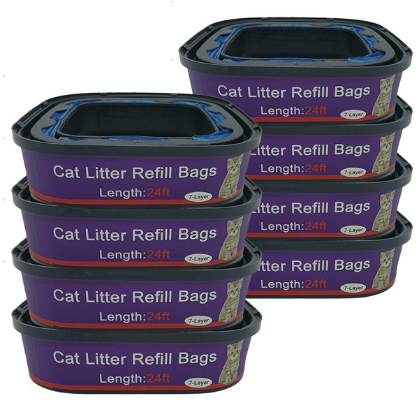 8 Pack Cat Litter Refill Bags Cartridge Compatible with Genie Cat Litter Standard and Plus Pails 8 Pack Cat Litter Refill Bags Cartridge Compatible with Genie Cat Litter Standard and Plus Pails