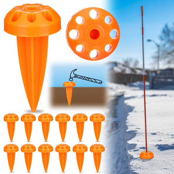 Nuanchu 12 Pcs Driveway Markers Stake Plastic Spike Marker Mount 2 x 2 Inch