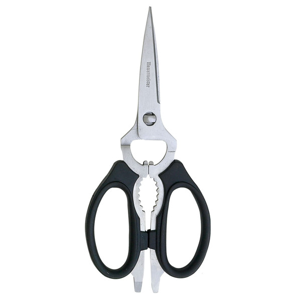 Messermeister 8-Inch Take-Apart Kitchen Scissors, Black - Includes Screwdriver, Nut Cracker, Jar Lid Opener/Gripper, Bottle Opener & Bone + Twig Cutter - Suitable for Lefties & Righties Messermeister 8-Inch Take-Apart Kitchen Scissors, Black - Includes Screwdriver, Nut Cracker, Jar Lid Opener/Gripper, Bottle Opener & Bone + Twig Cutter - Suitable for Lefties & Righties