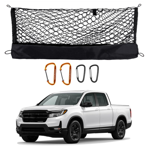 Envelope Style Truck Cargo Net Compatible with 2017-2025 Honda Ridgeline Accessories, Heavy Duty Carabiners Highly Elastic Truck Bed Mesh Cargo Net